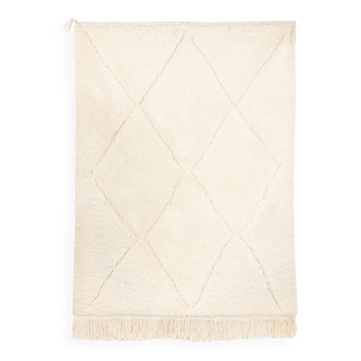 Berber carpet beni urain ecru with diamonds in relief 157 x 115 cm