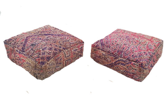 Ensemble de 2 poufs marocains en tapis
