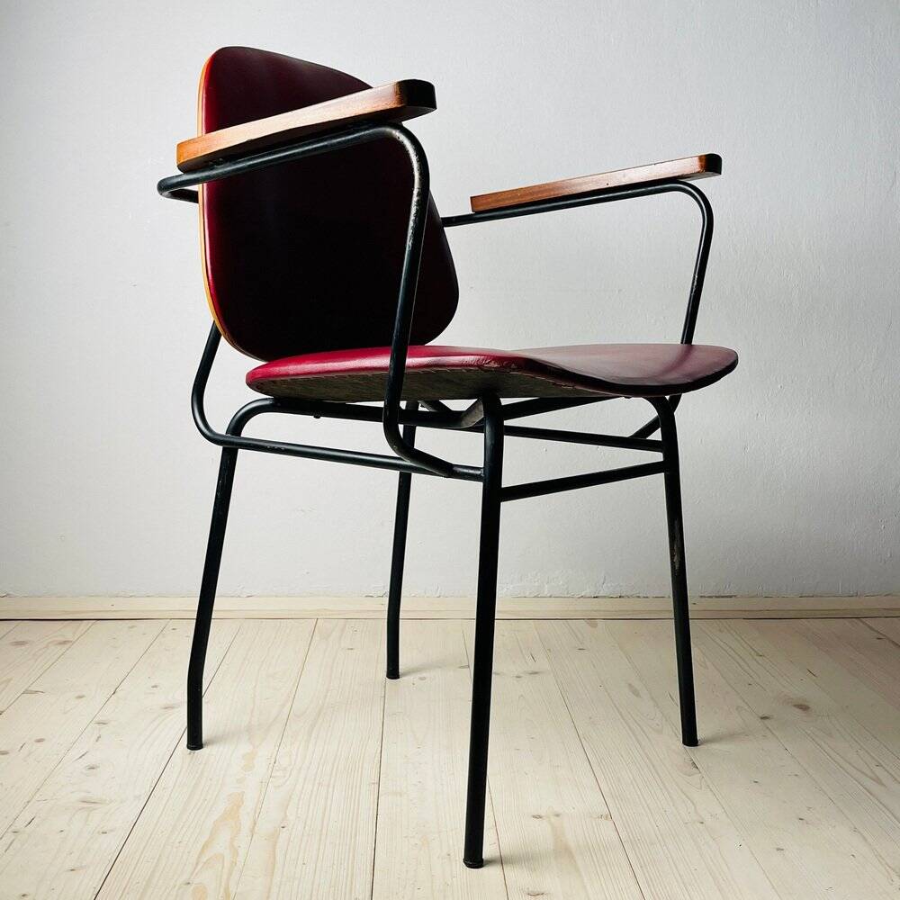 Mid-century red dining chair, Italy, 1960s