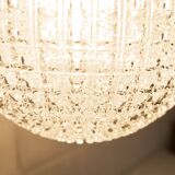 1960s Holophane Ball Pendant Chandelier, Thick Glass, 30 cm, and Vintage Brass