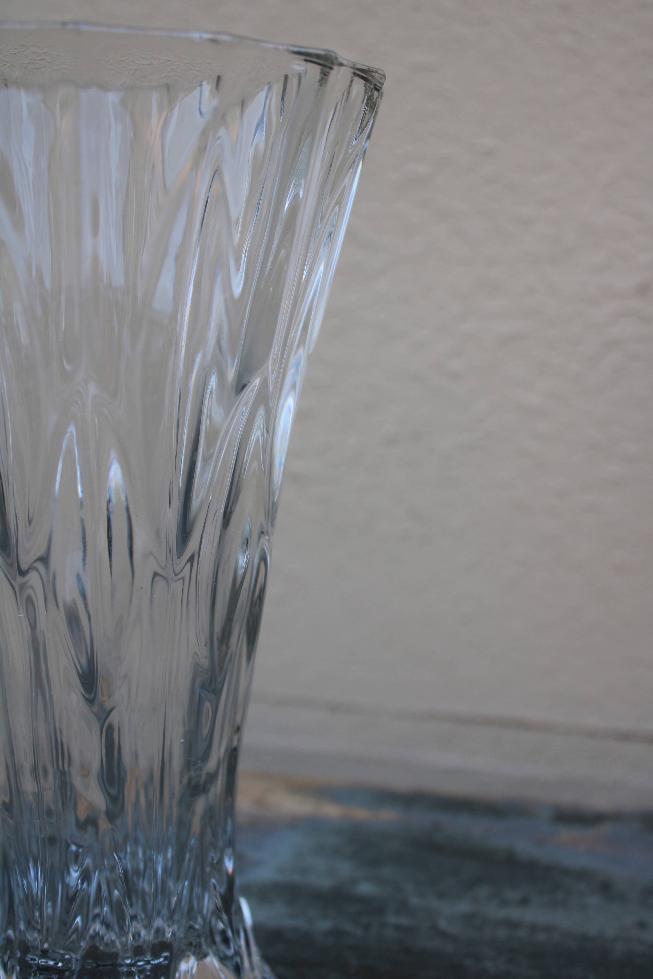 Striated glass vase