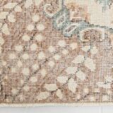 6x10 Cream & Brown Oriental Floral Pattern Vintage Rug, 193x298Cm