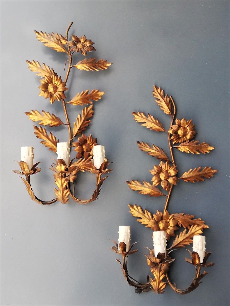 Pair of metal wall lamps