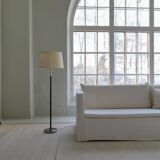 Modern mid-century chrome leather floor lamp Atelje Lyktan, Sweden