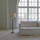 Modern mid-century chrome leather floor lamp Atelje Lyktan, Sweden