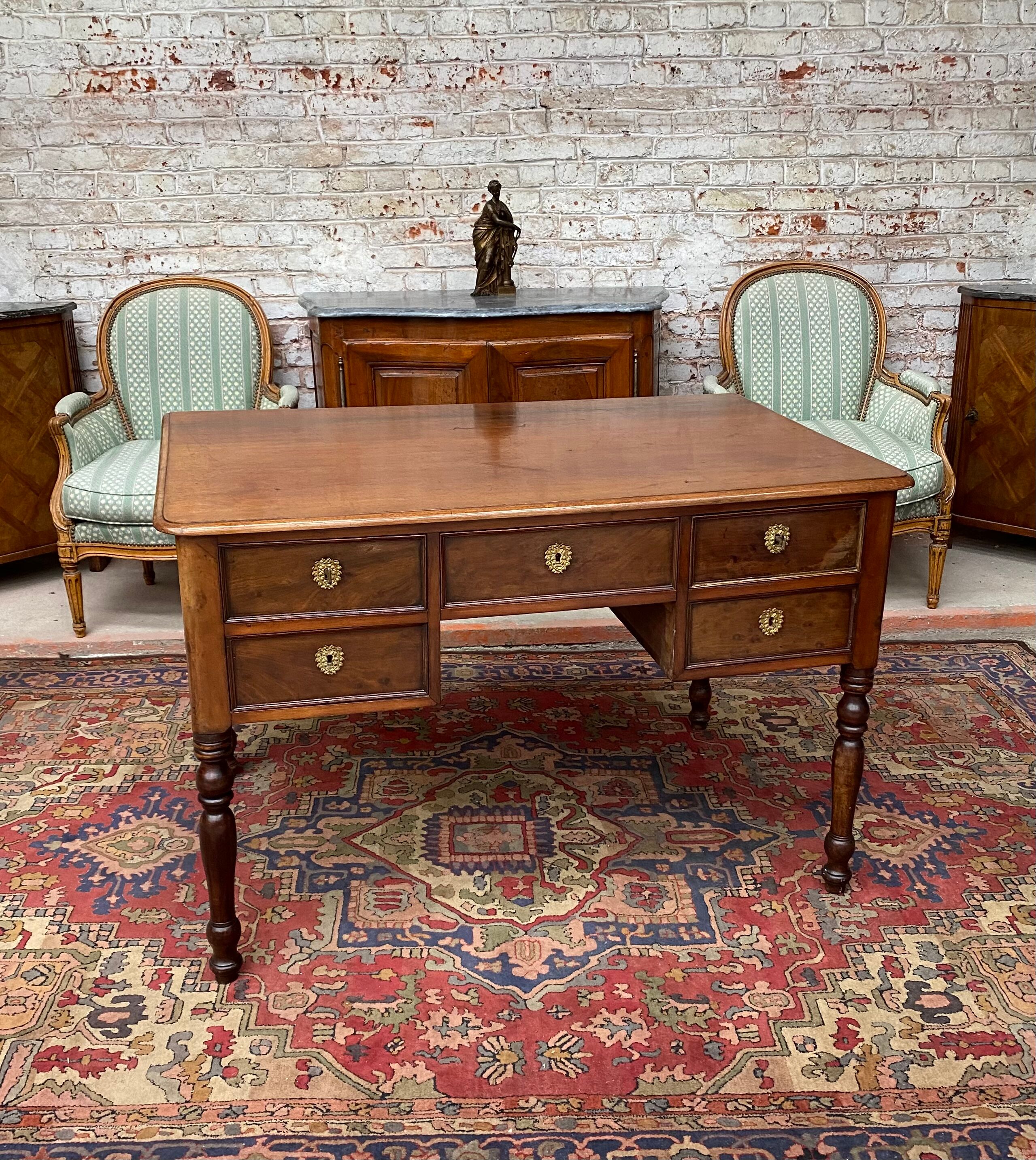 Mahogany desk period restoration xix th century