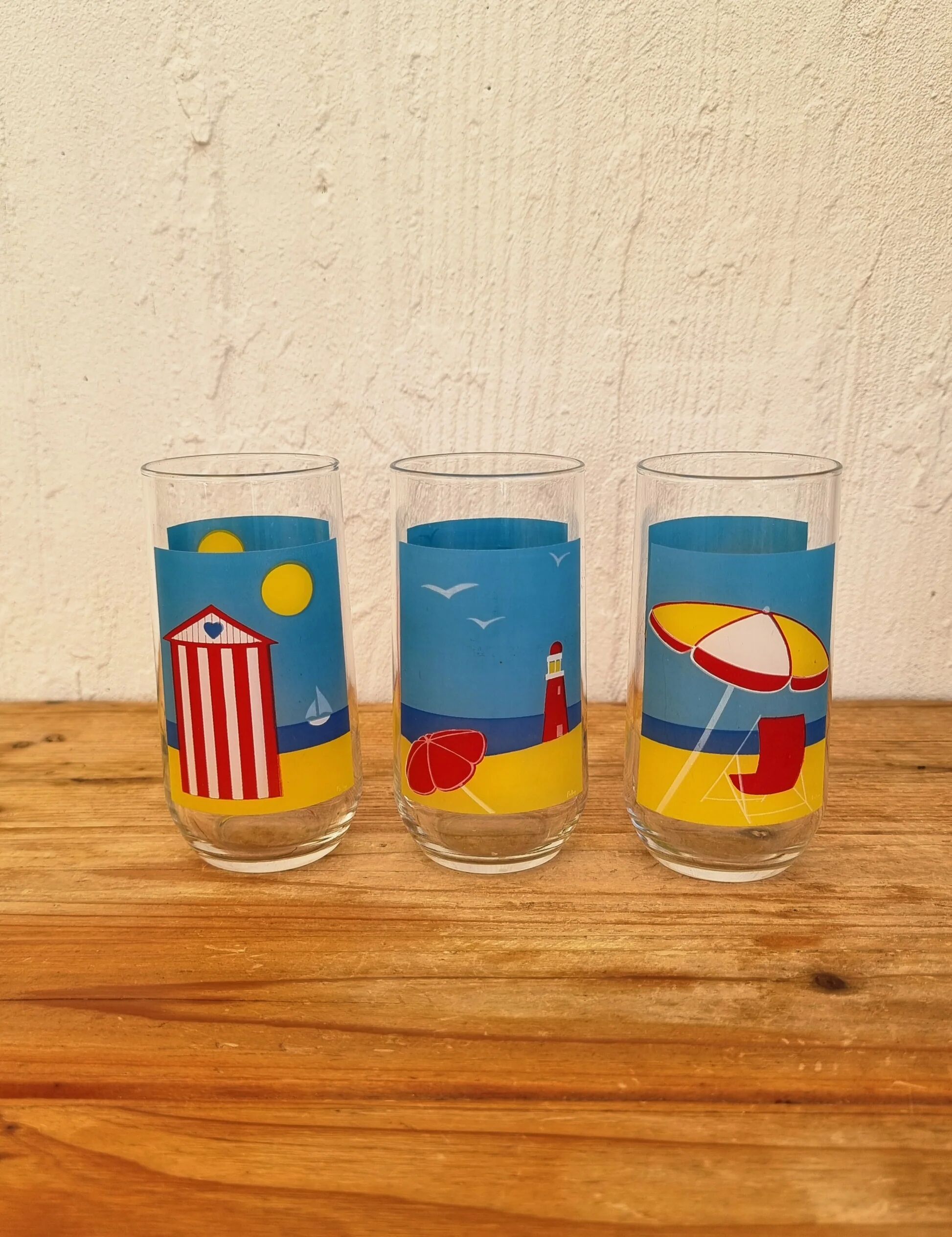 Vintage Palluy pitcher and glasses seaside spirit