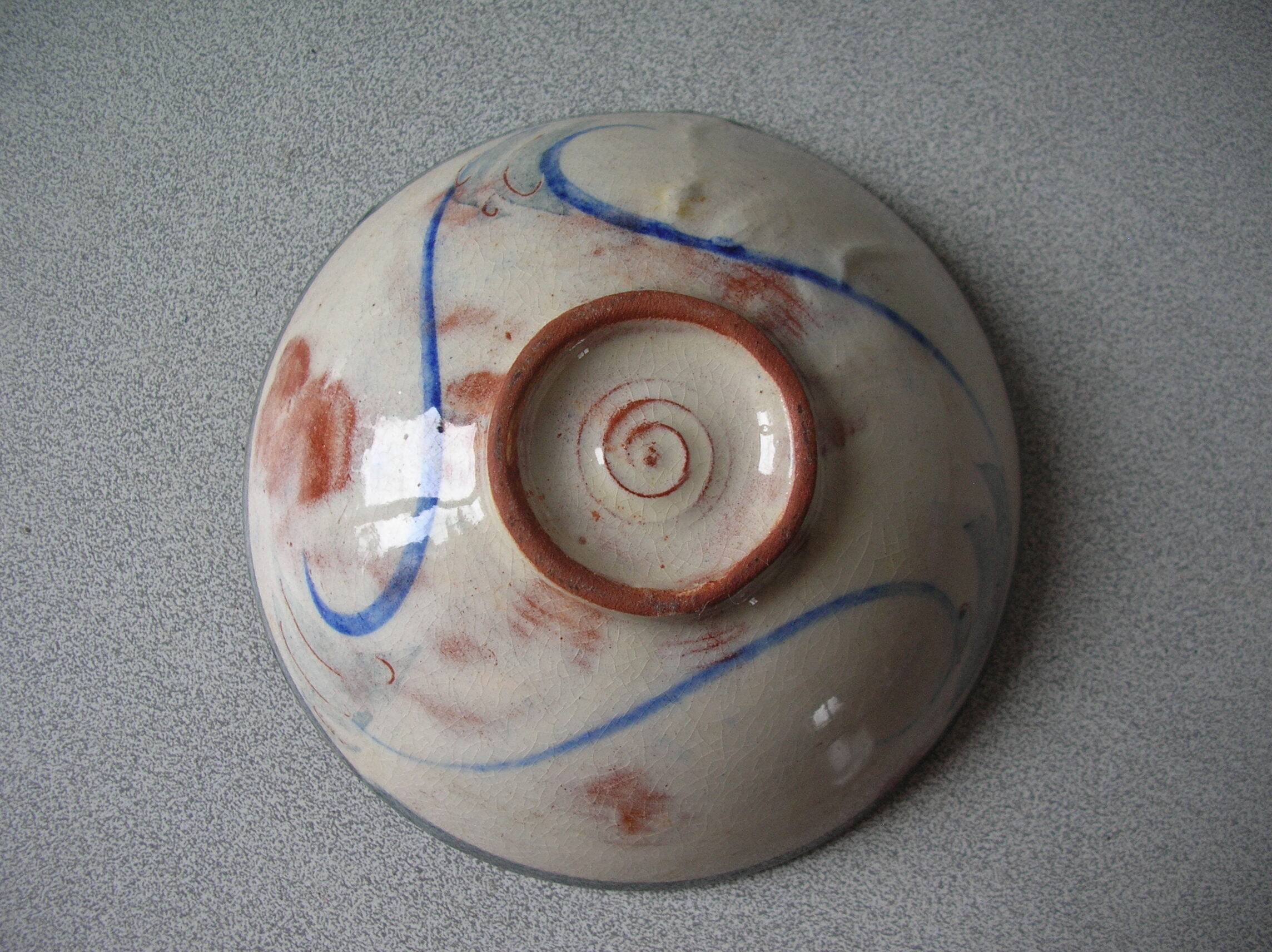 Old small bowl in enamelled terracotta, old earthenware