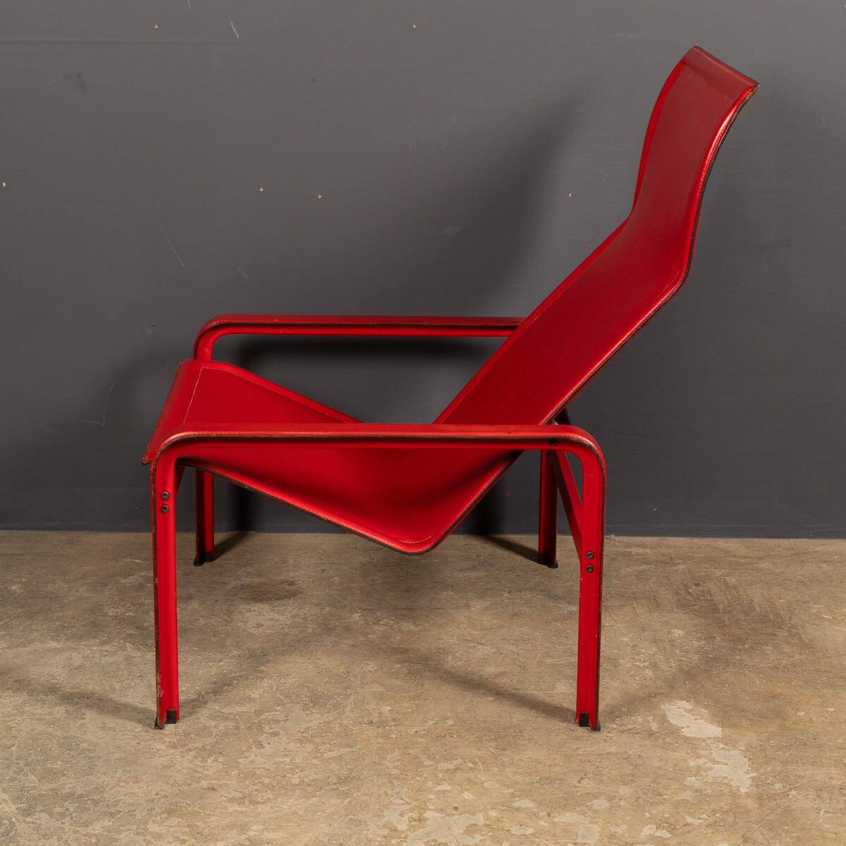20thC Italian Red Leather Chair By Toussaint & Angeloni For Matteo Grassi