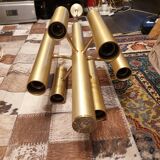 Gold metal pendant chandelier, Italy - 1970