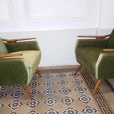 Club Chair fabric with armrests teak 50s 60s