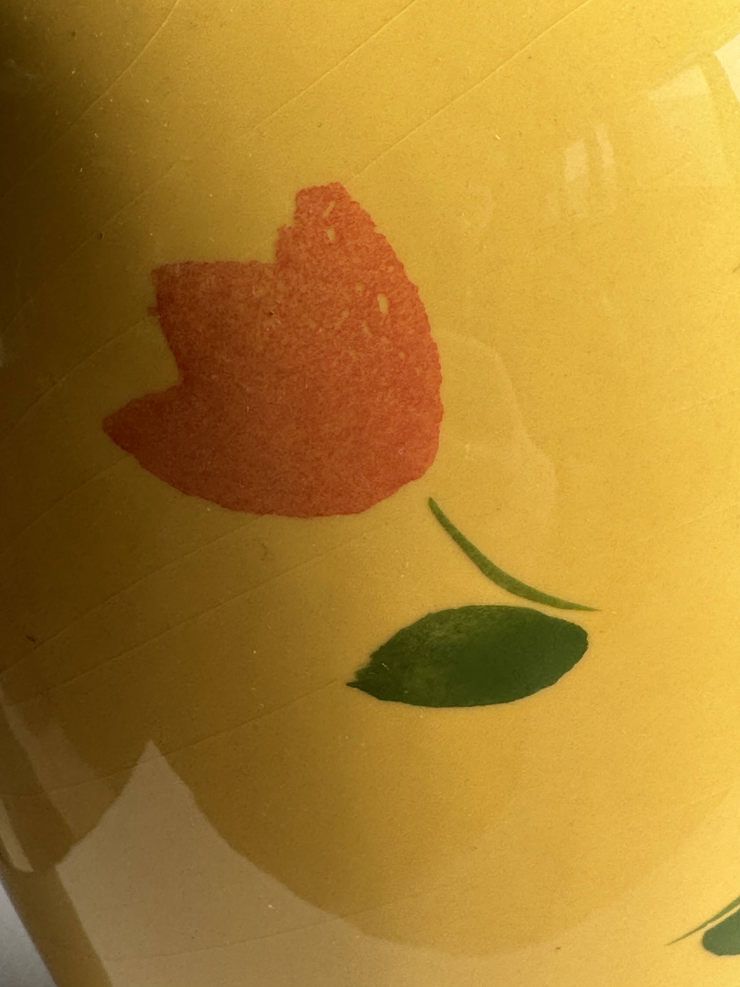 Large yellow lamp base with orange tulip shades, H46 D24