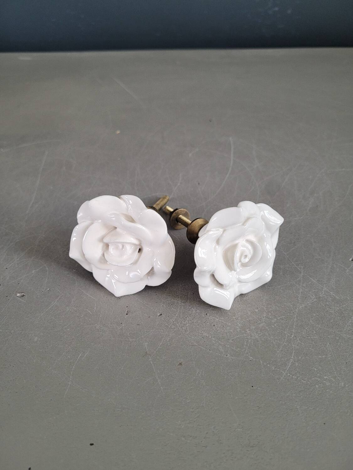 Paire de boutons de meubles en porcelaine