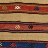 Vintage Sand Beige & Blue Kilim Runner Rug, 70x258Cm