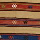 Tapis couloir vintage en kilim beige sable et bleu, 70x258 cm