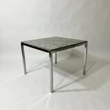 Square coffee table in chromed steel and marble, 1970s design