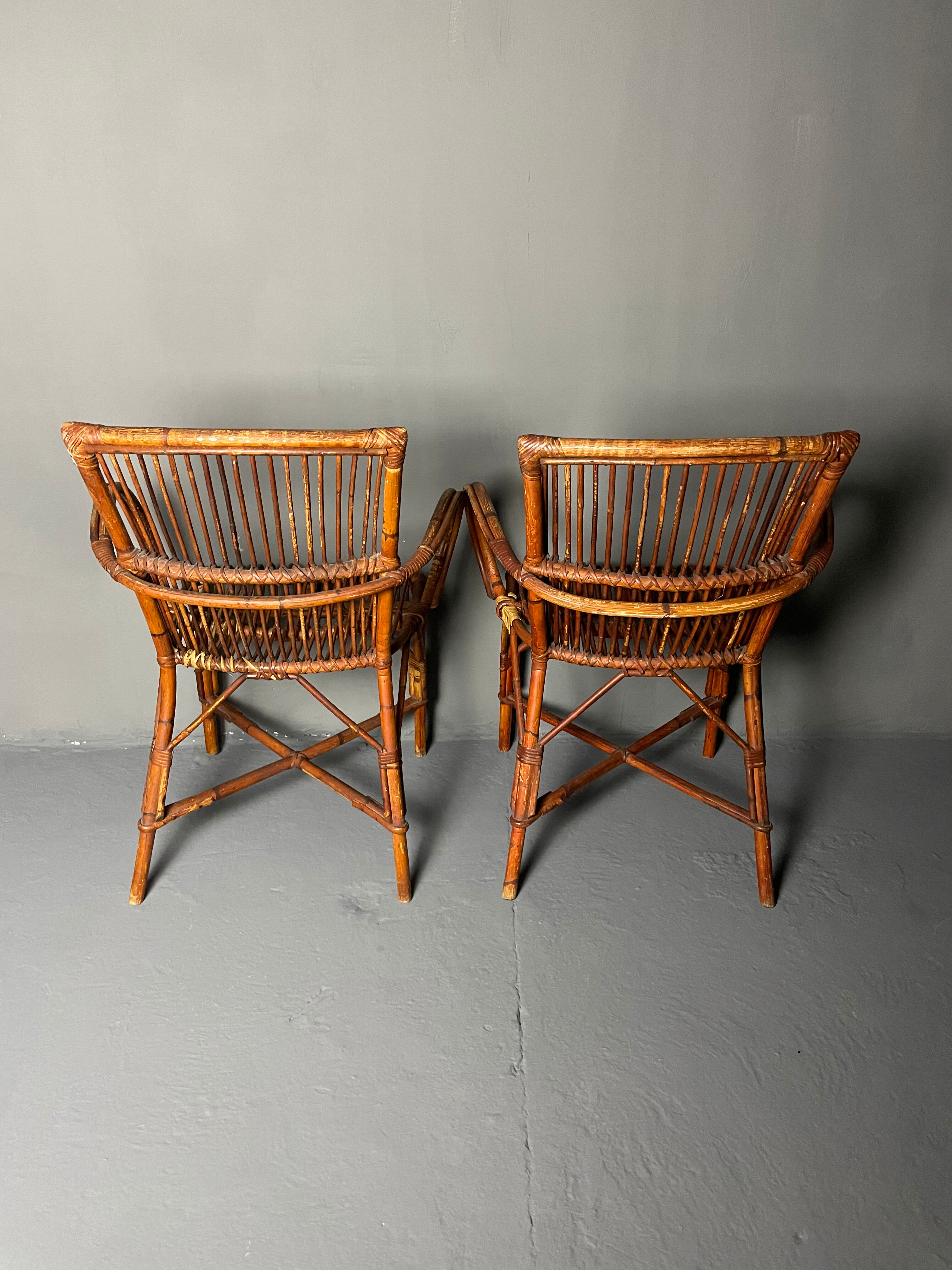 Paire de fauteuils en rotin 1930