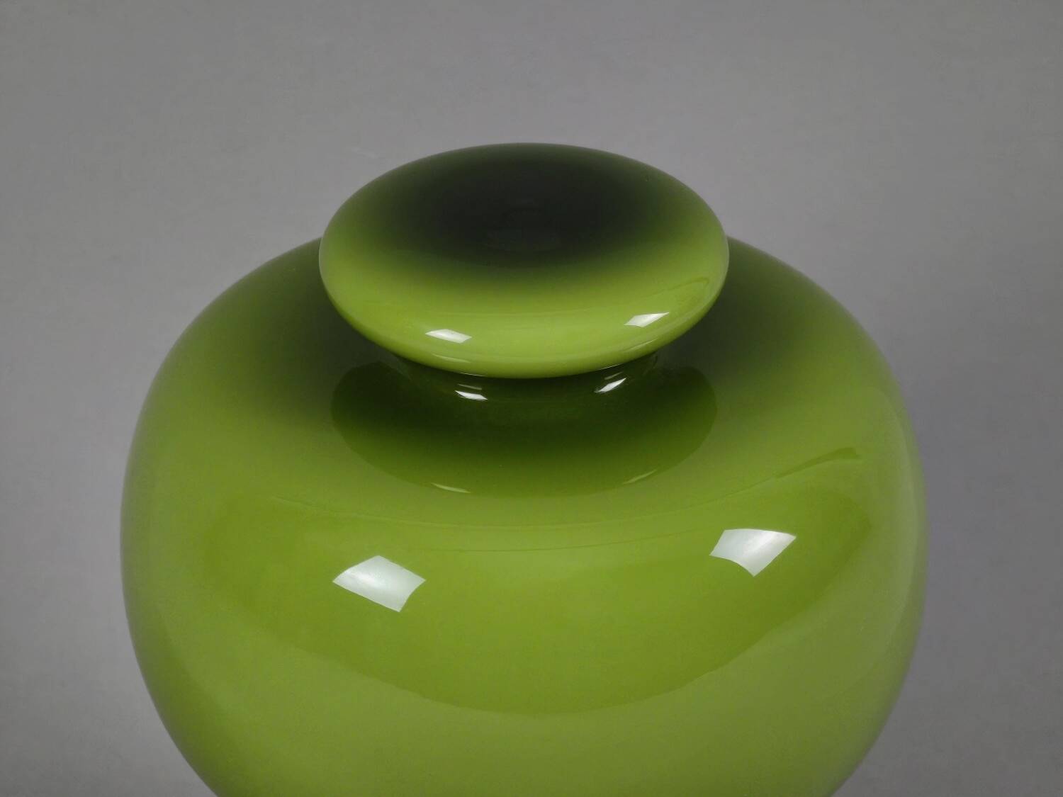 Vintage 1970s Green Cased-Glass Mushroom Lamp From Sweden.