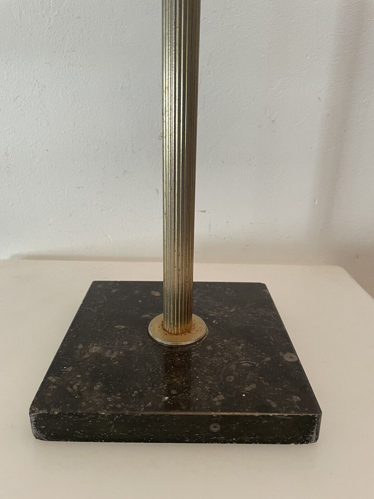 Vintage standing ashtray, 70's, golden metal, marble base