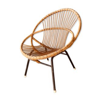 Rattan armchair by Dirk van Sliedregt Rohe Noordwolde 1960 in the Netherlands