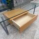 Table basse tubulaire en verre et bois, 1 tiroir, Ikea 1990