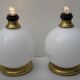 Pair of Mid-Century Modern Brass and Blown Murano Glass Table Lamps, 1970s