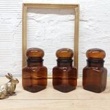 Trio jars amber glass