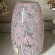 Marbled pink blown glass art vase, La Rochère