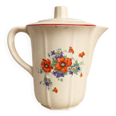 Cafetière ancienne Lunéville à décor floral – faïence fine – vers 1900