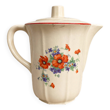 Cafetière ancienne Lunéville à décor floral – faïence fine – vers 1900