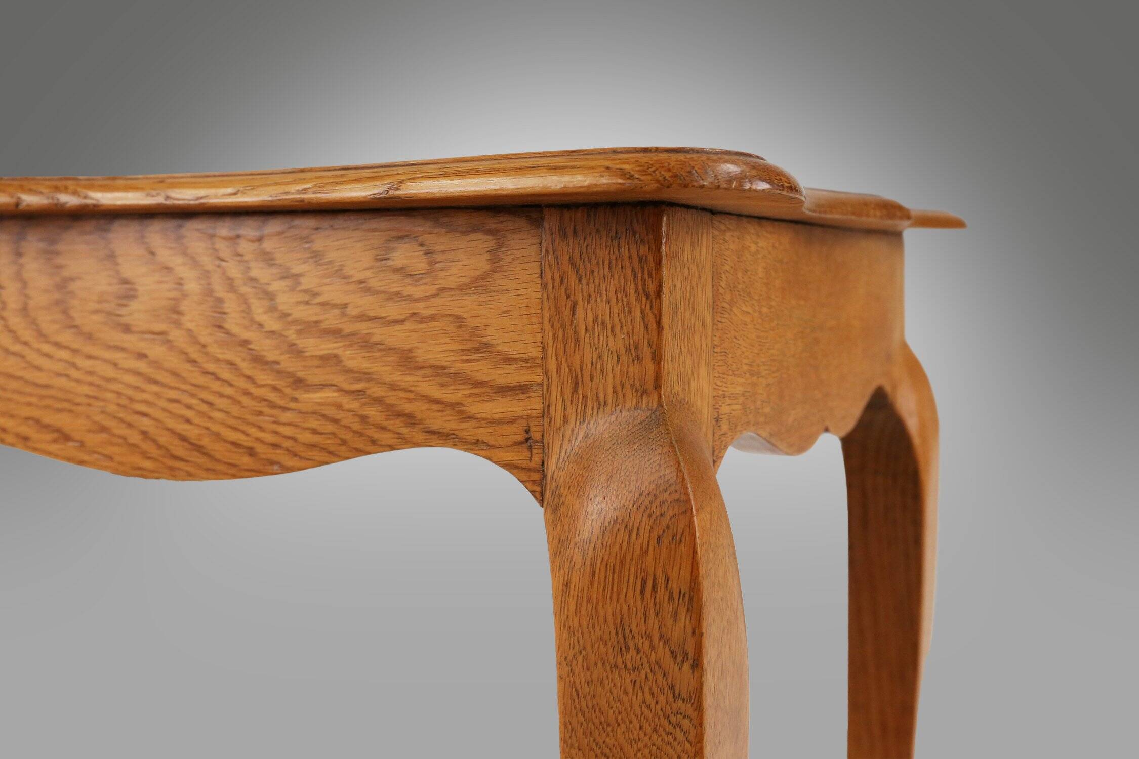 Mid-Century solid Oak carved Side Table, Belgium 1950s