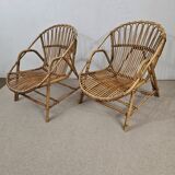 Vintage wicker basket armchairs