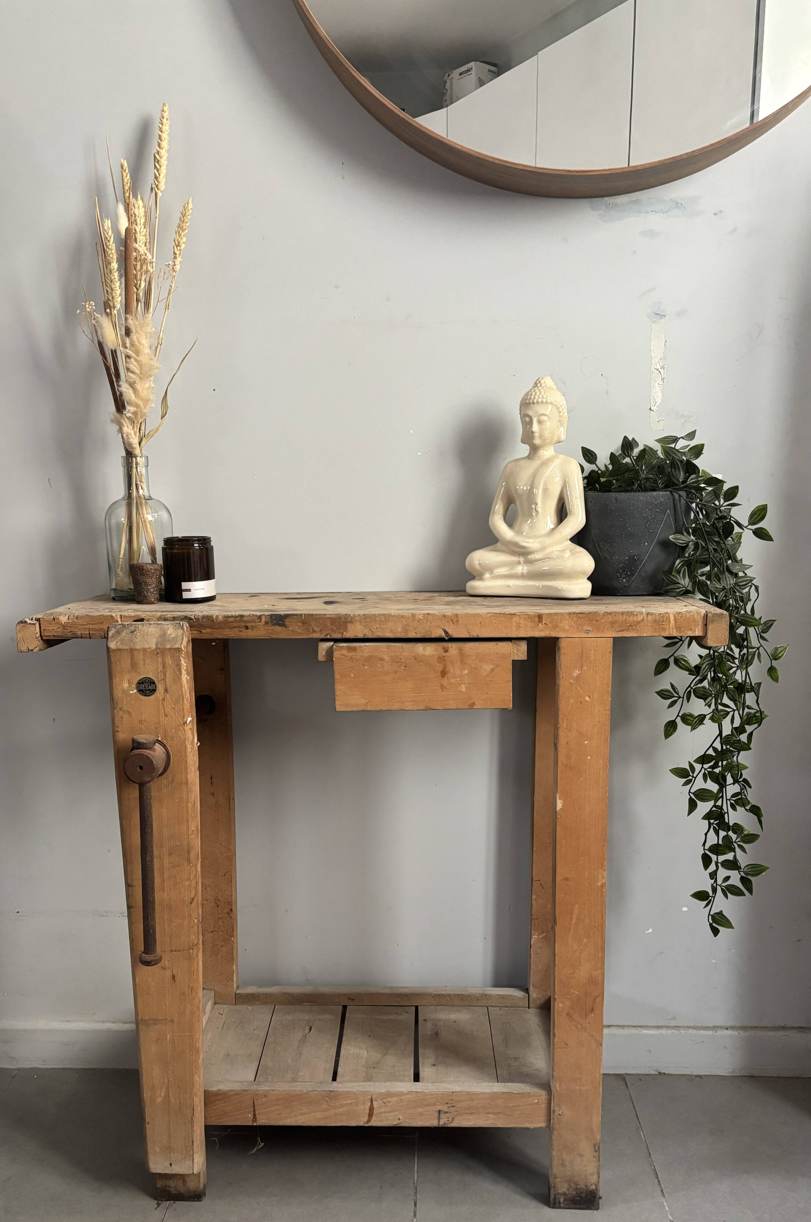 Genuine vintage wooden workbench from the 1960s stamped Grenade.
