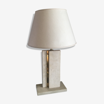 Travertine and brass table lamp