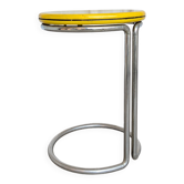Table haute vintage jaune et chrome de style Bauhaus, années 1970