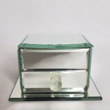 Jewelry box in bevelled glass, mirror, old art deco style