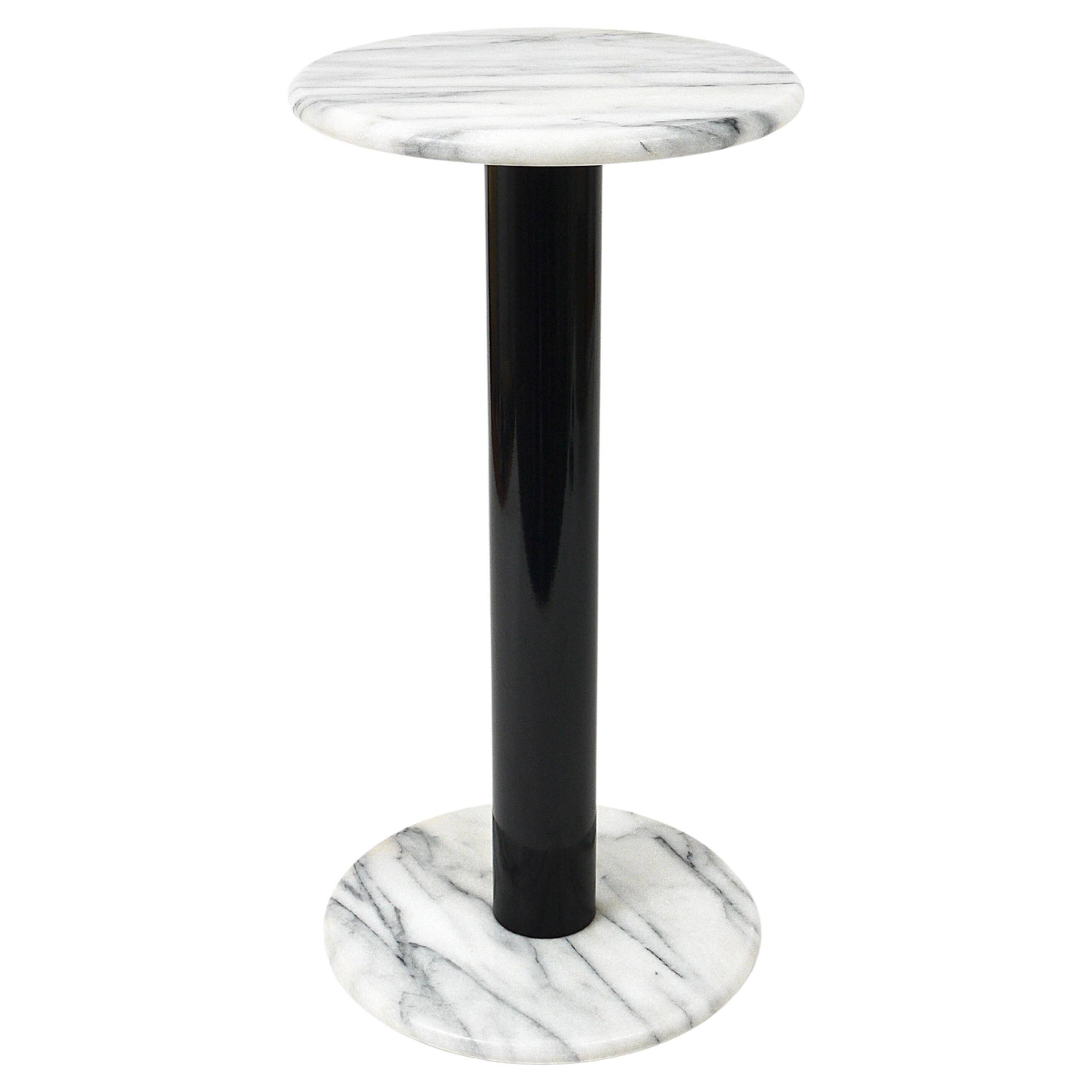 Postmodern pedestal table / plant stand in white Carrara marble, Italy, 1980s