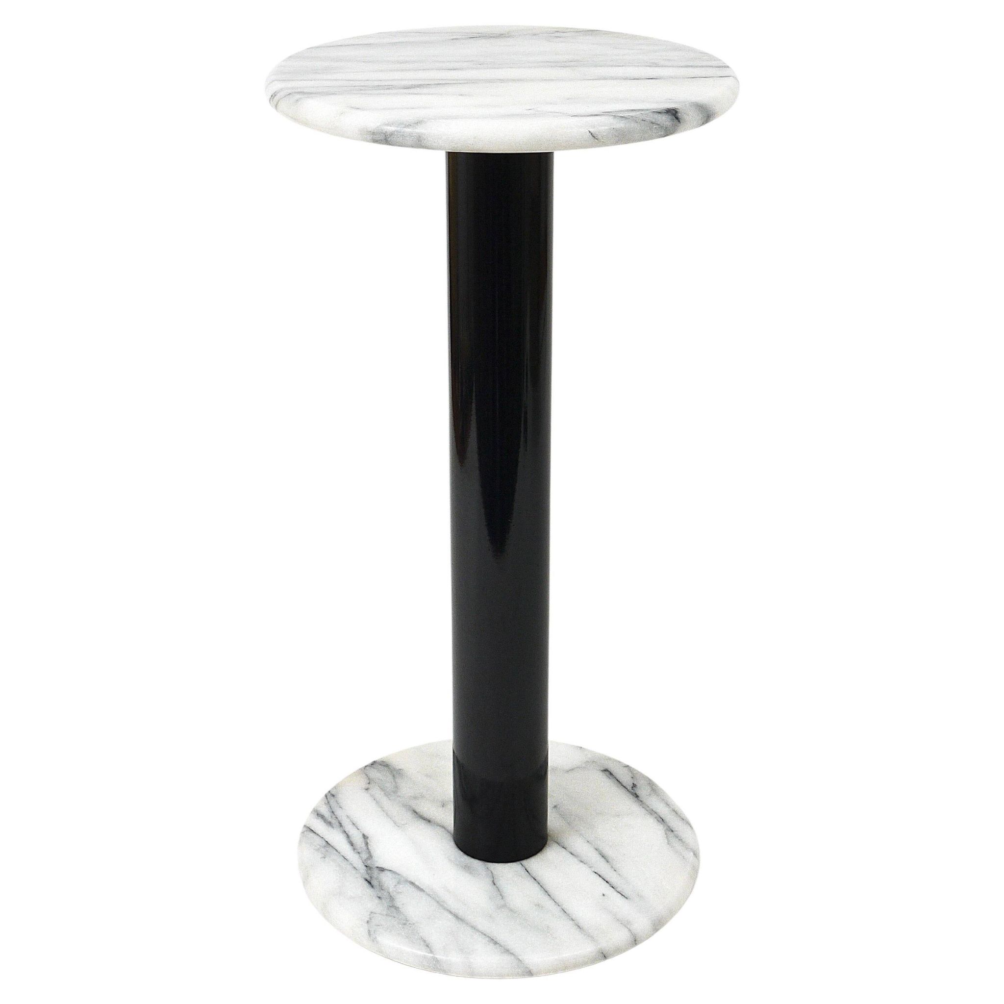 Postmodern pedestal table / plant stand in white Carrara marble, Italy, 1980s