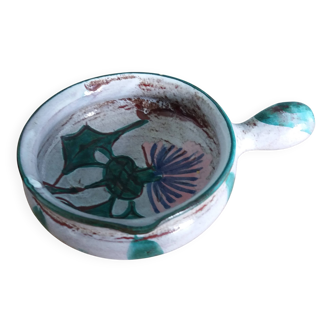 Caquelon dish, thistle decoration by Etienne Daniel, Vallauris