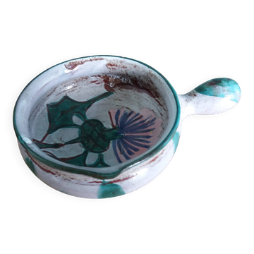 Caquelon dish, thistle decoration by Etienne Daniel, Vallauris