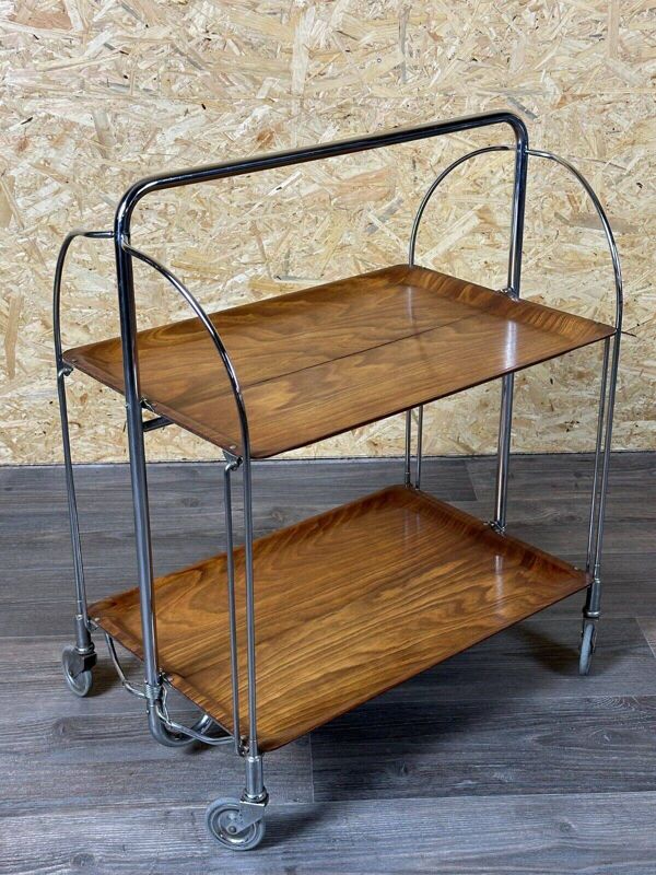 Chariot de service table d'appoint dinette space age brown design 60s 70s