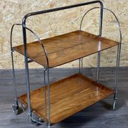 Chariot de service table d'appoint dinette space age brown design 60s 70s