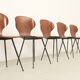 Six plywood chairs by Carlo Ratti, Italy, 1950s.