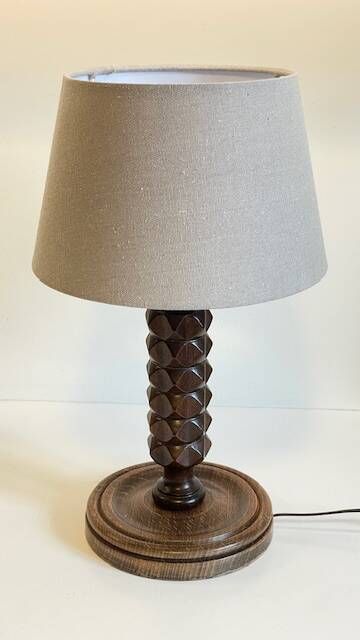 Wooden Lamp Charles DUDOUYT Vintage