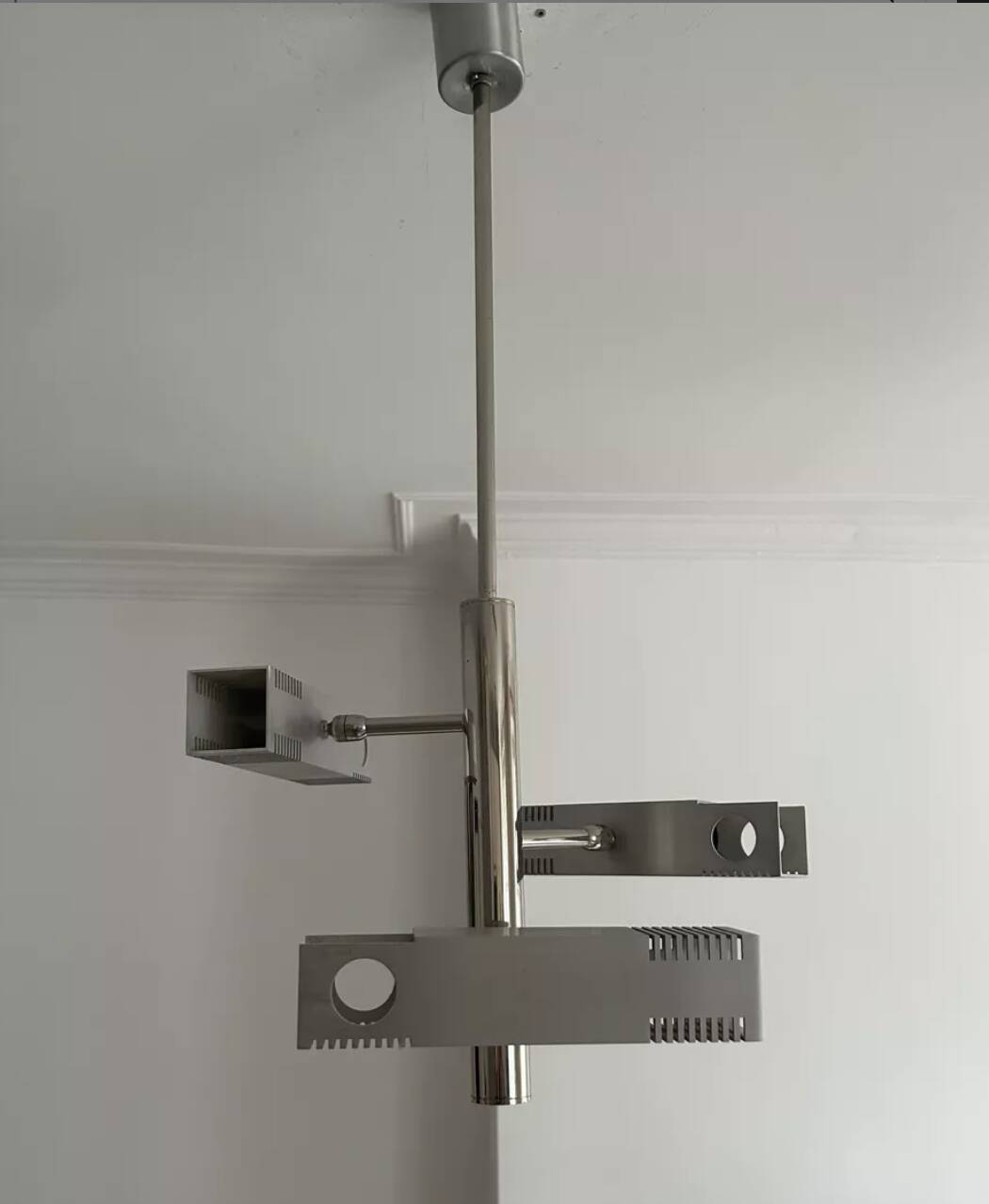 Henri Mathieu chandelier in chromed metal France 1960