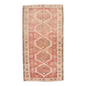 Tapis turc vintage rouge et crème