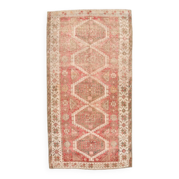 Tapis turc vintage rouge et crème