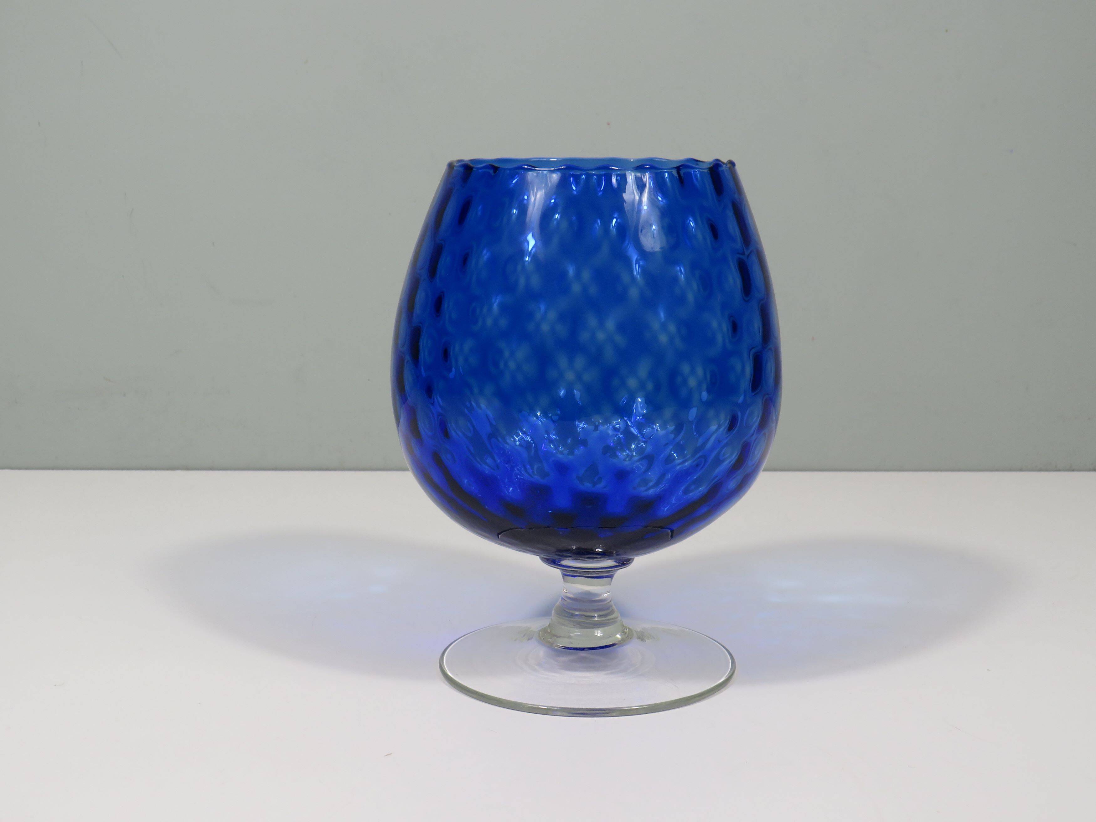 Large mouth-blown Empoli glass