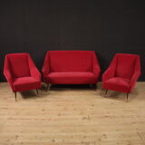 Italian sofa in red velvet from the 60s