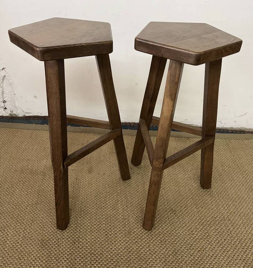 Pair of Vintage Brutalist Bar Stools